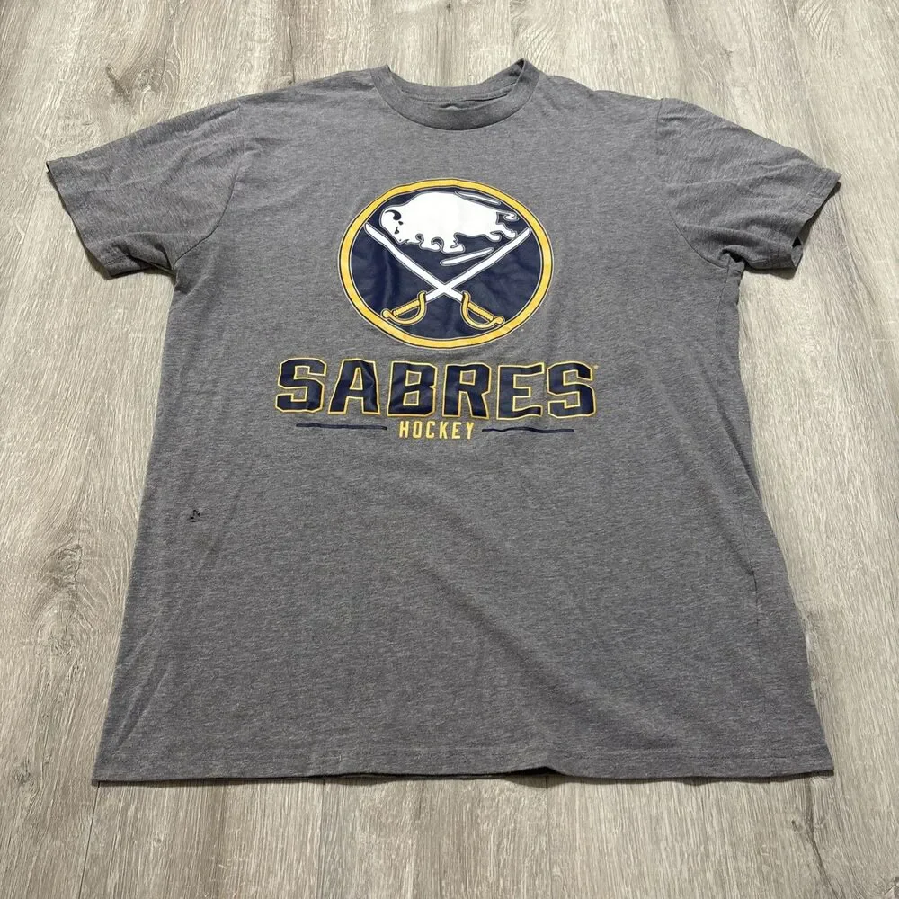 Buffalo Sabres Hockey T-Shirt Gray Mens Medium NHL Tee